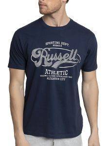  RUSSELL ATHLETIC STRIPED PRINT S/S CREWNECK TEE   (S)