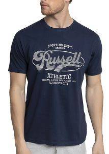  RUSSELL ATHLETIC STRIPED PRINT S/S CREWNECK TEE   (M)