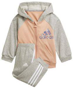 ADIDAS PERFORMANCE ΣΕΤAKI ADIDAS PERFORMANCE BADGE OF SPORT FULL-ZIP HOODIE JOGGER SET ΓΚΡΙ/ΣΟΜΟΝ