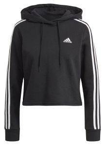 ADIDAS PERFORMANCE ΦΟΥΤΕΡ ADIDAS PERFORMANCE 3-STRIPES CROPPED HOODIE ΜΑΥΡΟ