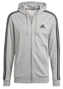 ΖΑΚΕΤΑ ADIDAS PERFORMANCE ESSENTIALS FRENCH TERRY 3-STRIPES FULL-ZIP HOODIE ΓΚΡΙ