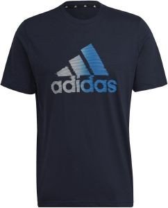 ΜΠΛΟΥΖΑ ADIDAS PERFORMANCE AEROREADY D2M LOGO TEE ΜΠΛΕ ΣΚΟΥΡΟ