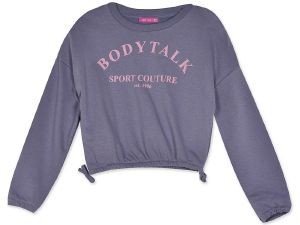 BODYTALK ΜΠΛΟΥΖΑ BODYTALK CROPPED CREWNECK SWEATER ΓΚΡΙ