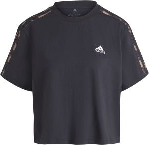  ADIDAS PERFORMANCE VIBRANT PRINT 3-STRIPES CROPPED TEE 