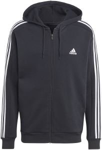 ADIDAS PERFORMANCE ΖΑΚΕΤΑ ADIDAS PERFORMANCE ESSENTIALS FLEECE 3-STRIPES FULL-ZIP HOODIE ΜΑΥΡΗ