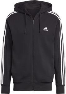 ADIDAS PERFORMANCE ΖΑΚΕΤΑ ADIDAS PERFORMANCE ESSENTIALS FRENCH TERRY 3-STRIPES FULL-ZIP HOODIE ΜΑΥΡΗ