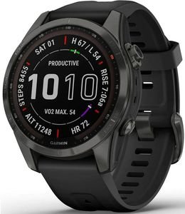  GARMIN FENIX 7S SAPPHIRE SOLAR TITANIUM CARBON GRAY DLC WITH BLACK