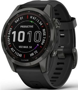 GARMIN ΡΟΛΟΪ GARMIN FENIX 7S SAPPHIRE SOLAR TITANIUM CARBON GRAY DLC WITH BLACK