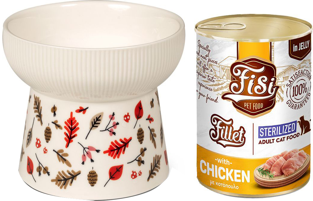 OEM ΜΠΟΛ ΦΑΓΗΤΟΥ GLEE SPRING ΚΕΡΑΜΙΚΟ ΓΚΡΙ (250ML) - ΔΩΡΟ ΚΟΝΣΕΡΒΑ FISI STERILIZED ΚΟΤΟΠΟΥΛΟ (400GR)