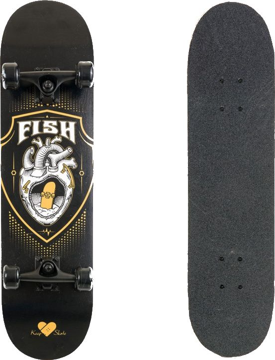 FISH SKATEBOARD FISH BLACK HEART 31&quot;