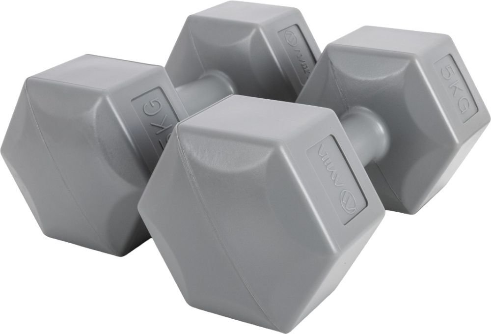 ΣΕΤ ΕΞΑΓΩΝΑ ΒΑΡΑΚΙΑ AMILA PLASTIC SERIES ΓΚΡΙ (2 X 5 KG)