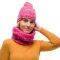  BUFF KNITTED & FLEECE BAND HAT GRETE PINK 