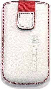 LEATHER POUCHE ANILINE CASE WHITE - RED SEW  LG KP500 COOKIE