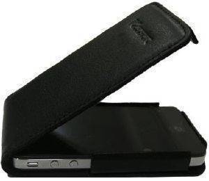 LEATHER FLIP CASE ANILINE BLACK  APPLE IPHONE 4