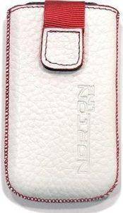 LEATHER POUCHE ANILINE CASE WHITE - RED SEW  APPLE IPHONE 4