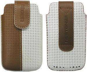 LEATHER ANILINE CASE APPLE IPHONE 4 SELECT - WHITE / BROWN LEATHER ANILINE CASE APPLE IPHONE 4 SELECT - WHITE / BROWN