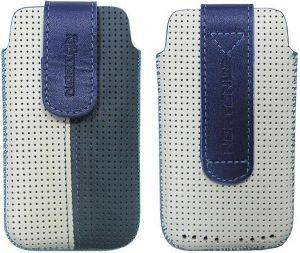 LEATHER ANILINE CASE APPLE IPHONE 4 SELECT - WHITE / BLUE