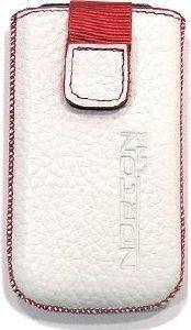 LEATHER POUCHE ANILINE CASE WHITE - RED SEW  NOKIA N8