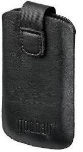 GOOBAY 42909 UNIVERSAL LEATHER CASE WITH PULLOUT STRAP BLACK