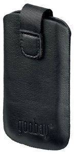 GOOBAY 42908 UNIVERSAL LEATHER CASE WITH PULLOUT STRAP BLACK