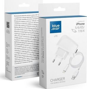 BLUE STAR TRAVEL CHARGER LIGHTNING FOR APPLE IPHONE 5/6/7/8 BLUE STAR TRAVEL CHARGER LIGHTNING FOR APPLE IPHONE 5/6/7/8