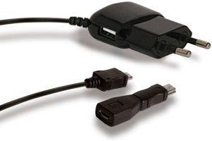 PURO MINI TRAVEL CHARGER MICRO USB + USB PORT BLACK