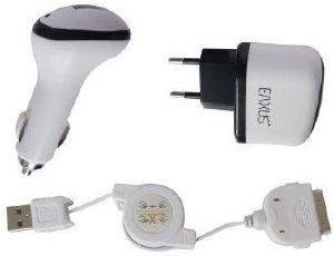 EAXUS 43720 CHARGING KIT TRAVELLER + CAR CHARGER + USB RETRACTABLE CABLE FOR IPHONE/IPOD