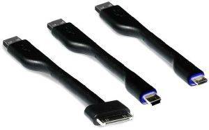 PURO 3 PCS CABLE SET - USB TO APPLE + USB TO MICRO USB + USB TO MINI USB BLACK