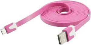 USB FLAT DATA CABLE MICRO USB PINK BULK