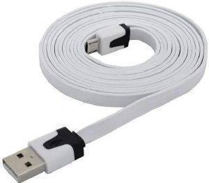 USB FLAT DATA CABLE MICRO USB WHITE BULK