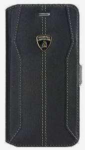 LAMBORGHINI LEATHER BOOK CASE APPLE IPHONE 6 PLUS BLACK HURACAN-D1