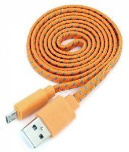 OMEGA OUFBFCO FABRIC BRAIDED MICRO USB TO USB FLAT CABLE 1M ORANGE