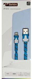 ELEMENT IP-05B CHARGING CABLE FOR IPHONE 5/6 1M BLUE