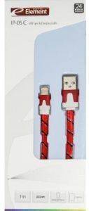 ELEMENT IP-05R CHARGING CABLE FOR IPHONE 5/6 1M RED