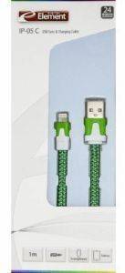 ELEMENT IP-05G CHARGING CABLE FOR IPHONE 5/6 1M GREEN