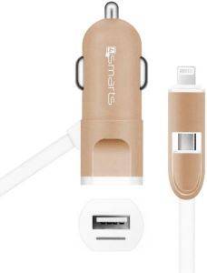 4SMARTS MULTICORD CAR CHARGER MICRO-USB + LIGHTNING ROSE GOLD 4SMARTS MULTICORD CAR CHARGER MICRO-USB + LIGHTNING ROSE GOLD