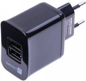 CONNECT IT CI-463 DUAL USB WALL CHARGER 3.1A BLACK