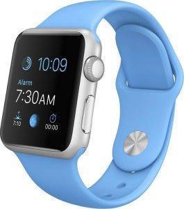 APPLE WATCH SPORT 38MM SILVER ALUMINUM CASE WITH BLUE SPORT BAND