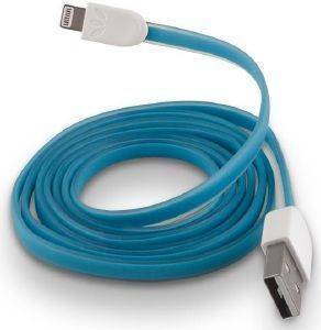 FOREVER USB CABLE FOR APPLE IPHONE 5/6 BLUE SILICONE FLAT BOX