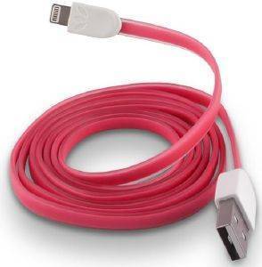 FOREVER USB CABLE FOR APPLE IPHONE 5 PINK SILICONE FLAT BOX