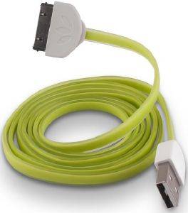 FOREVER USB CABLE FOR APPLE IPHONE 3/4 GREEN SILICONE FLAT BOX