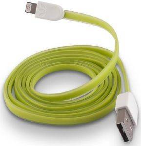 FOREVER USB CABLE FOR APPLE IPHONE 5/6/7 GREEN SILICONE FLAT BOX