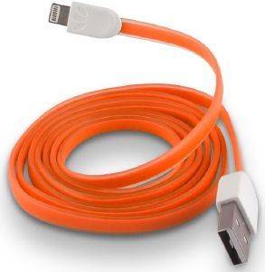 FOREVER USB CABLE FOR APPLE IPHONE 5 / 6 / 7 ORANGE SILICONE FLAT BOX