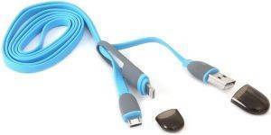 PLATINET 42871 USB UNIVERSAL CABLE 2 IN 1 MICRO USB/LIGHTNING BLUE
