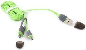 PLATINET 42872 USB UNIVERSAL CABLE 2 IN 1 MICRO USB/LIGHTNING GREEN