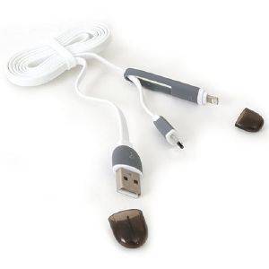 PLATINET 42874 USB UNIVERSAL CABLE 2 IN 1 MICRO USB/LIGHTNING WHITE