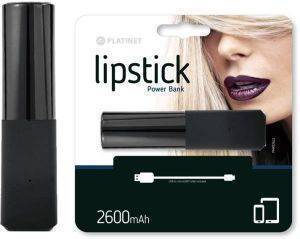 PLATINET 43636 LIPSTICK POWER BANK 2600MAH + MICRO USB CABLE BLACK