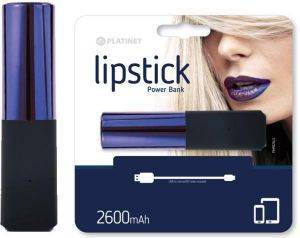 PLATINET 43637 LIPSTICK POWER BANK 2600MAH + MICRO USB CABLE NAVY BLUE