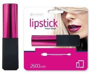 PLATINET 43638 LIPSTICK POWER BANK 2600MAH + MICRO USB CABLE PINK