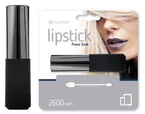 PLATINET 43640 LIPSTICK POWER BANK 2600MAH + MICRO USB CABLE SILVER